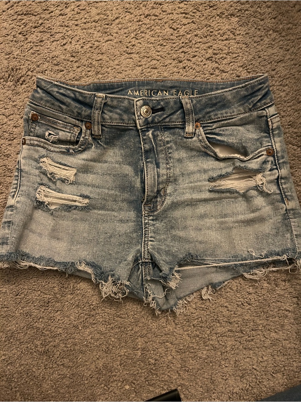 AE Light Wash Destroyed Festival Shorts Size 2